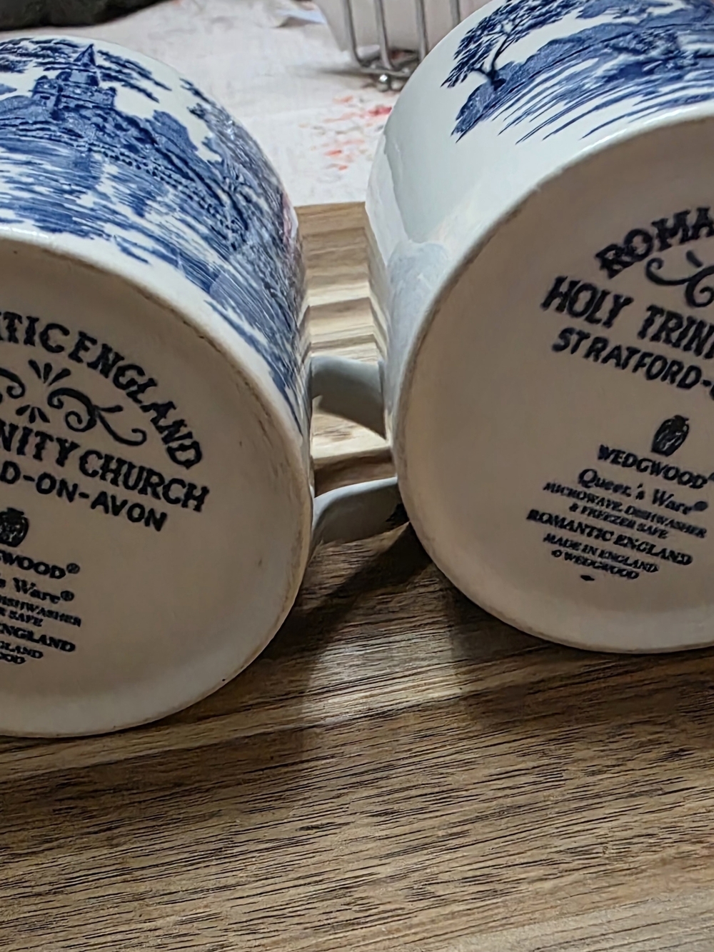 Wedgwood Blue and White Toile Porcelain Mugs - Pair - Picture 9 of 11